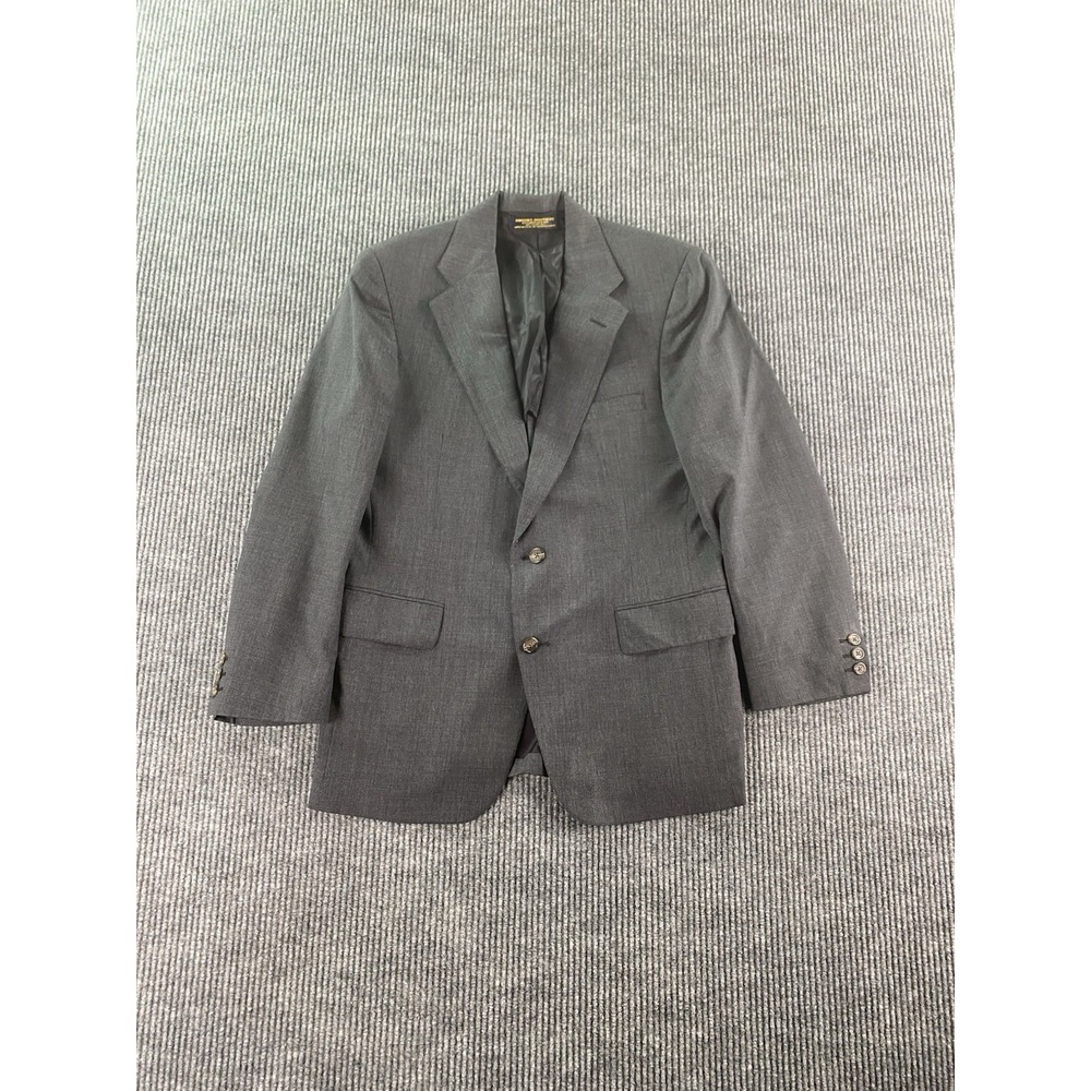 Vintage Brooks Brothers Suit Jacket 40 R Gray Wool Birdseye Luxury Designer USA